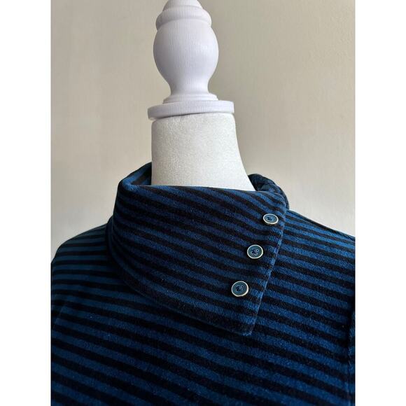 T by Talbots Striped Shawl Collar Crushed Velvet Top Long Sleeve Size Petite 0-2 - Picture 3 of 8